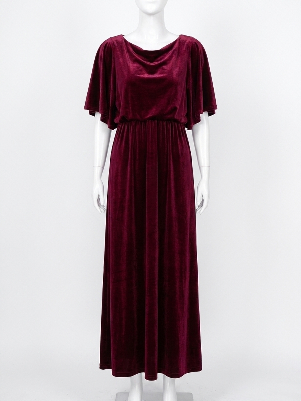 NEW SEE AND BE SEEN velvet maxi dress in burgundy